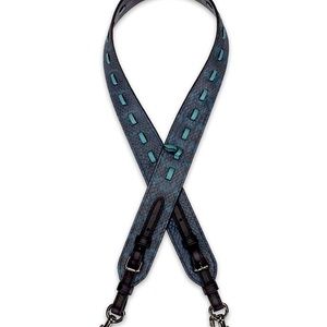 Coach novelty strap in blue genuine python leather with stitching accents